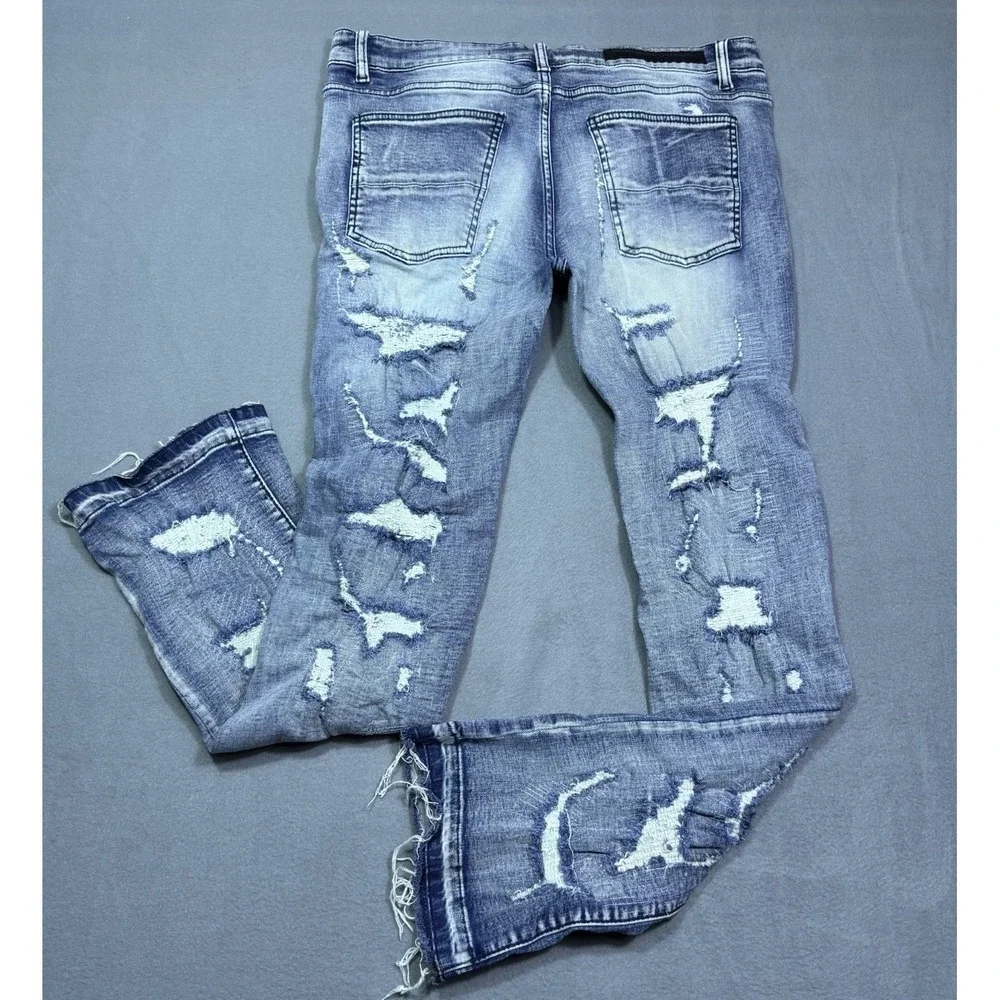 Rockstar Original Jeans Mens 36x34 RSM 205 Flare Distressed Stretch Stacked USA
